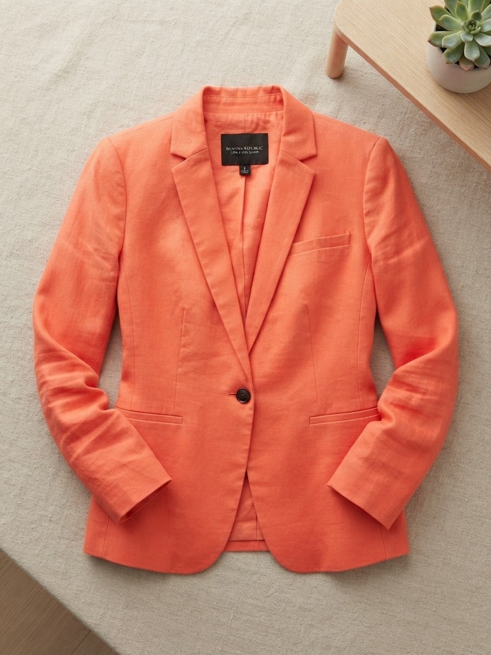 Banana Republic Coral Single-Button Linen Blazer
